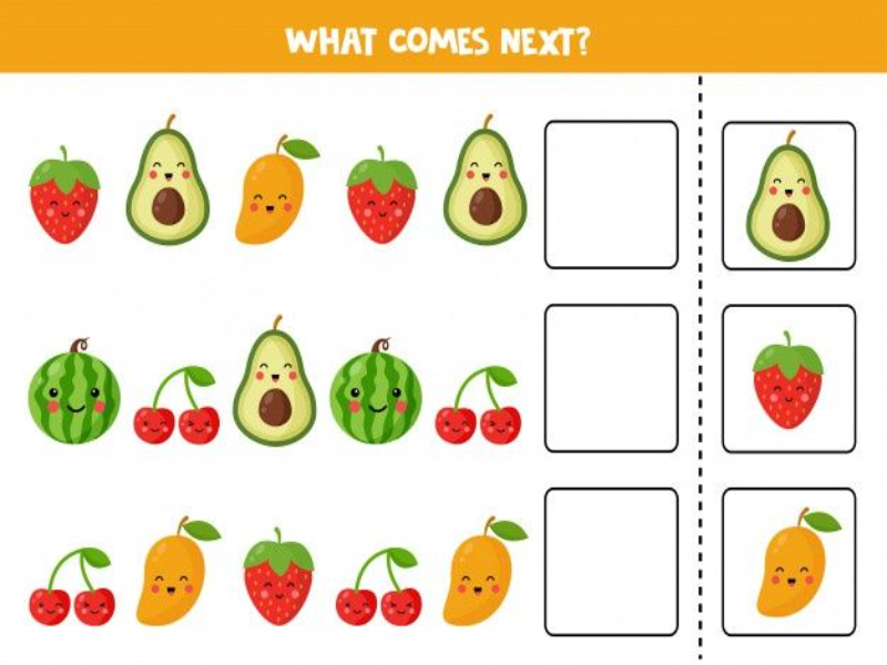 Puzzle De Rompecabezas De Secuencias De Frutas Y Verduras Rompecabezas De